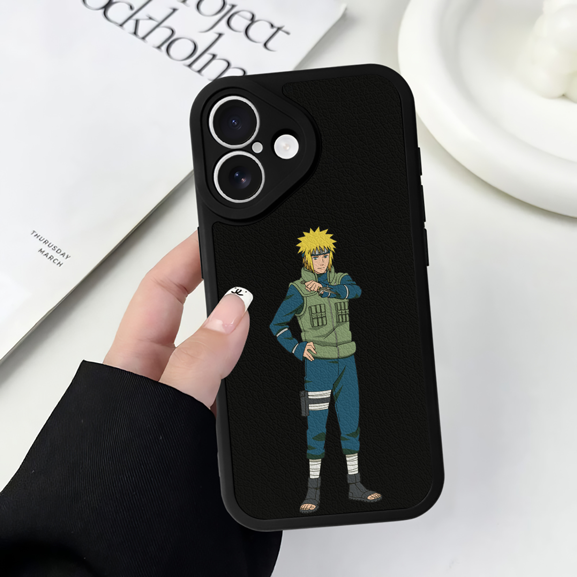 （画像用） NARUTO -ナルト- 波風 ミナト Namikaze Minato 【iPhone 16シリーズ対応】シリコンスマホケース（レザー調） 材質：シリコン